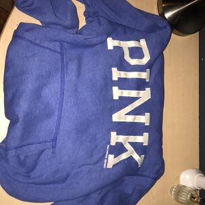 A blue and white PINK hoodie